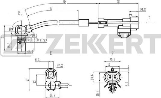 Zekkert SE-6193 - Датчик ABS передн. Chevrolet Captiva C100  C140 06-  Opel Antara A 06- autodnr.net
