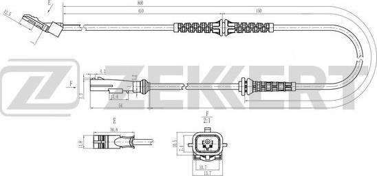 Zekkert SE-6244 - Датчик ABS, частота вращения колеса avtokuzovplus.com.ua
