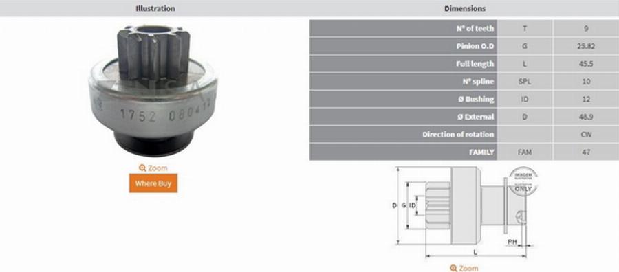 ZEN ZN1752 - Стартер autocars.com.ua