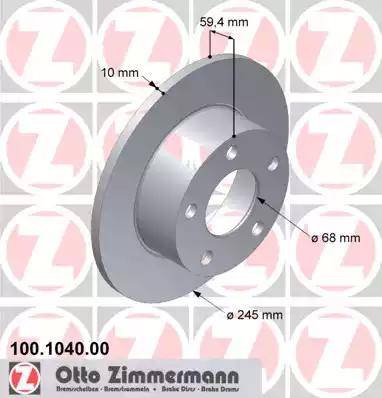 Zimmermann 100.1040.00 - Тормозной диск autodnr.net
