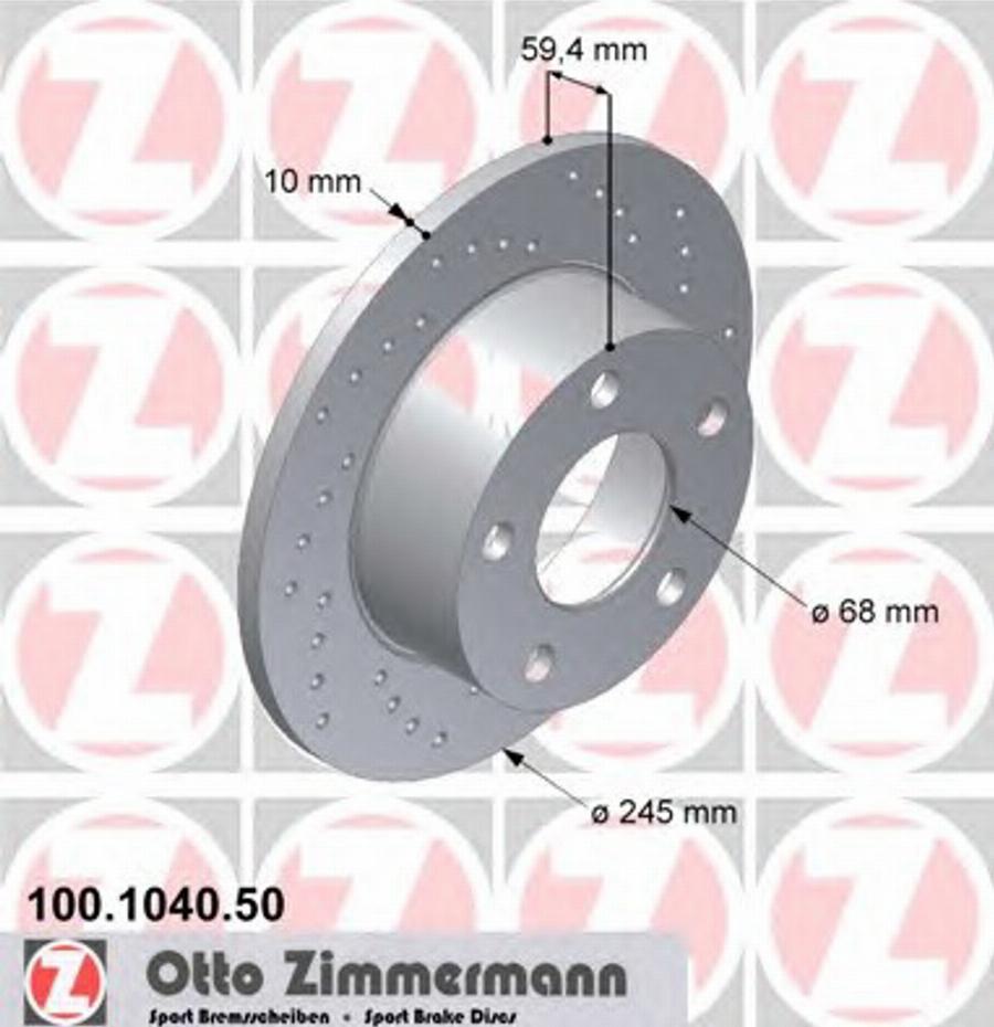 Zimmermann 100104050 - Тормозной диск avtokuzovplus.com.ua