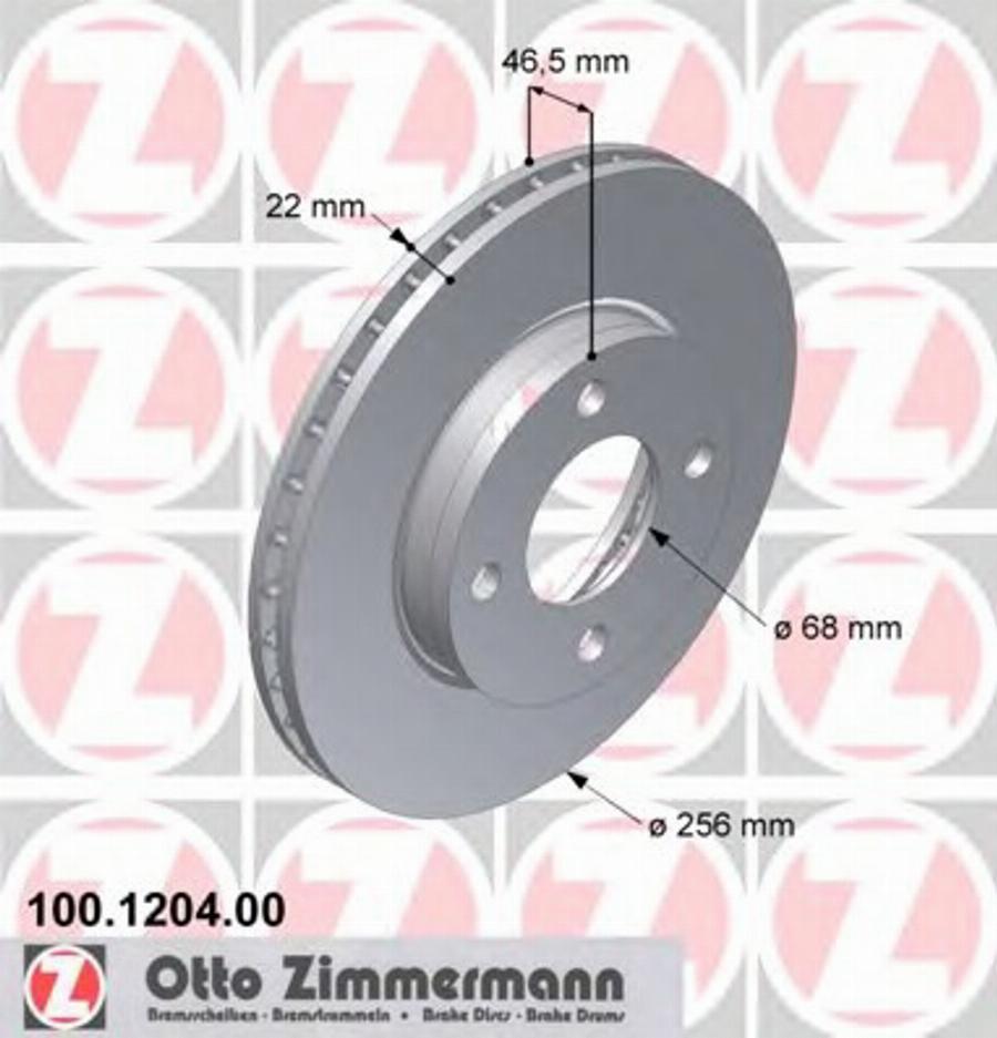 Zimmermann 100 1204 00 - Гальмівний диск autocars.com.ua