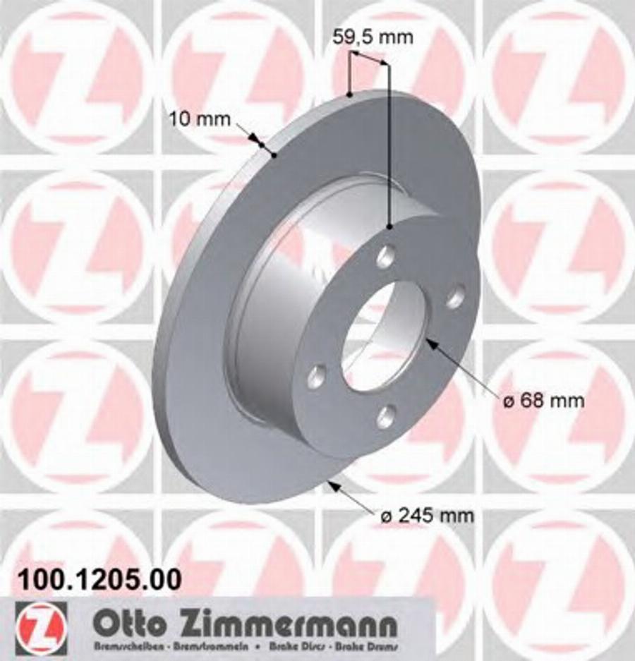 Zimmermann 100 1205 00 - Тормозной диск avtokuzovplus.com.ua