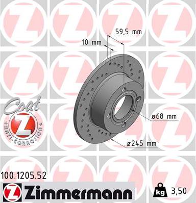 Zimmermann 100.1205.52 - Тормозной диск autodnr.net