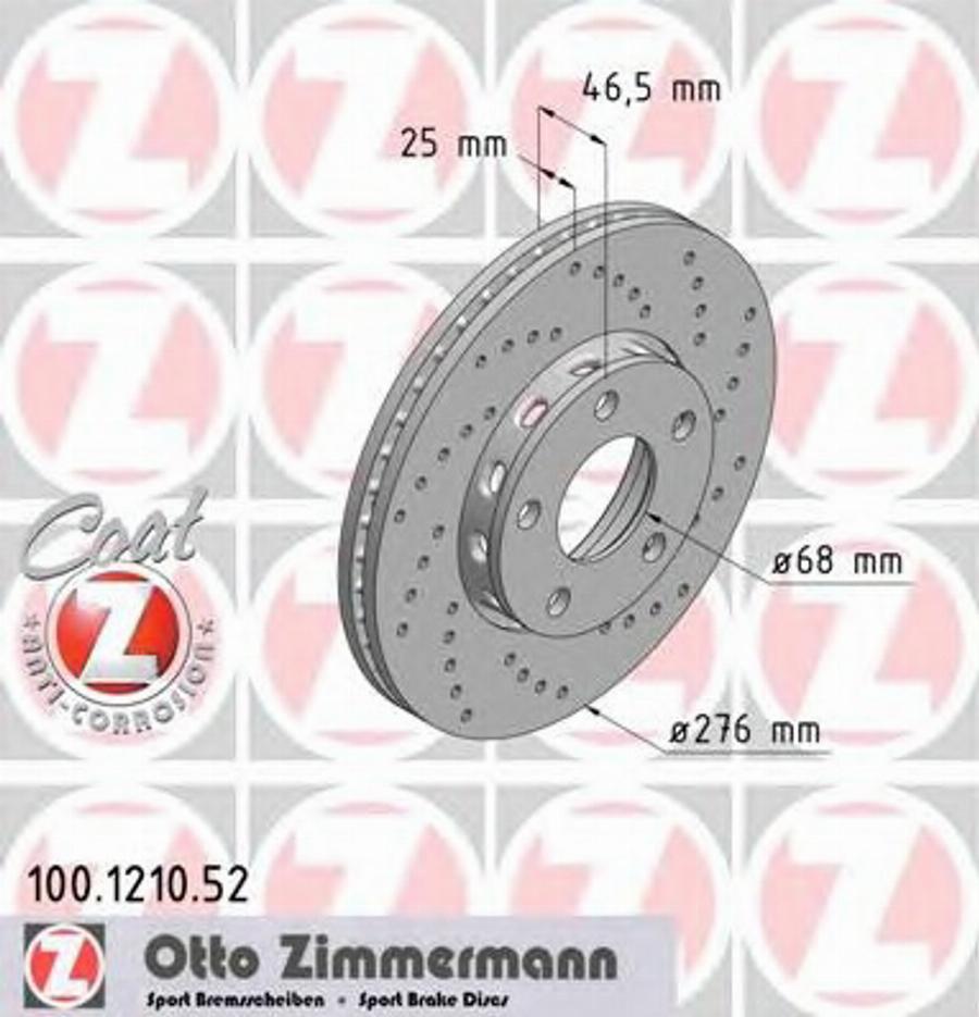 Zimmermann 100.1210.52 - Тормозной диск avtokuzovplus.com.ua