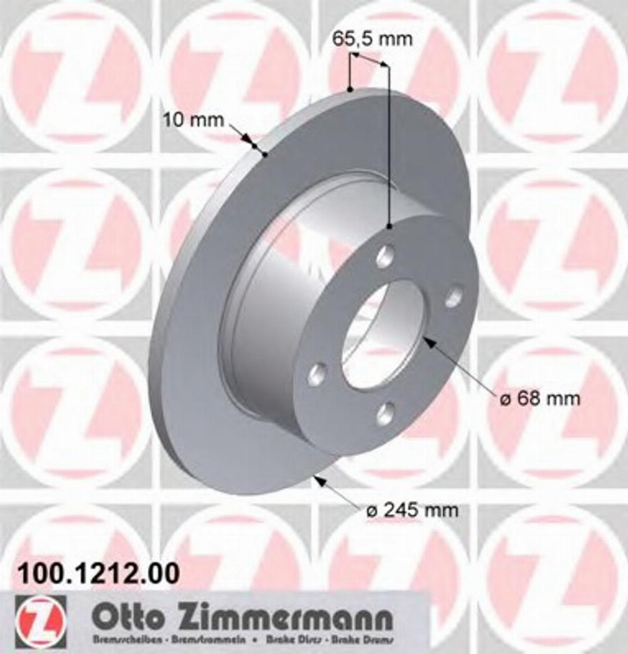 Zimmermann 100 1212 00 - Тормозной диск avtokuzovplus.com.ua