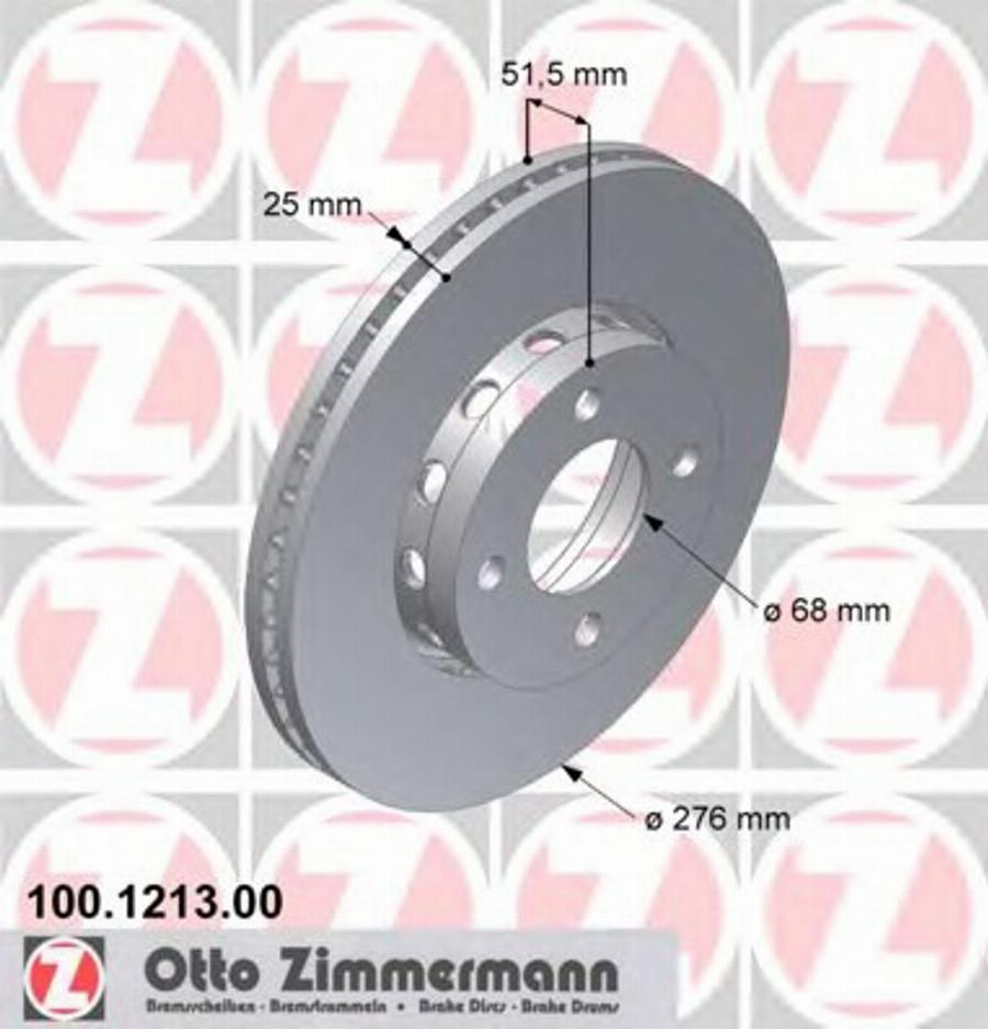 Zimmermann 100.1213.00 - Гальмівний диск autocars.com.ua