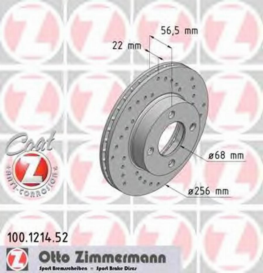 Zimmermann 100.1214.52 - Тормозной диск avtokuzovplus.com.ua