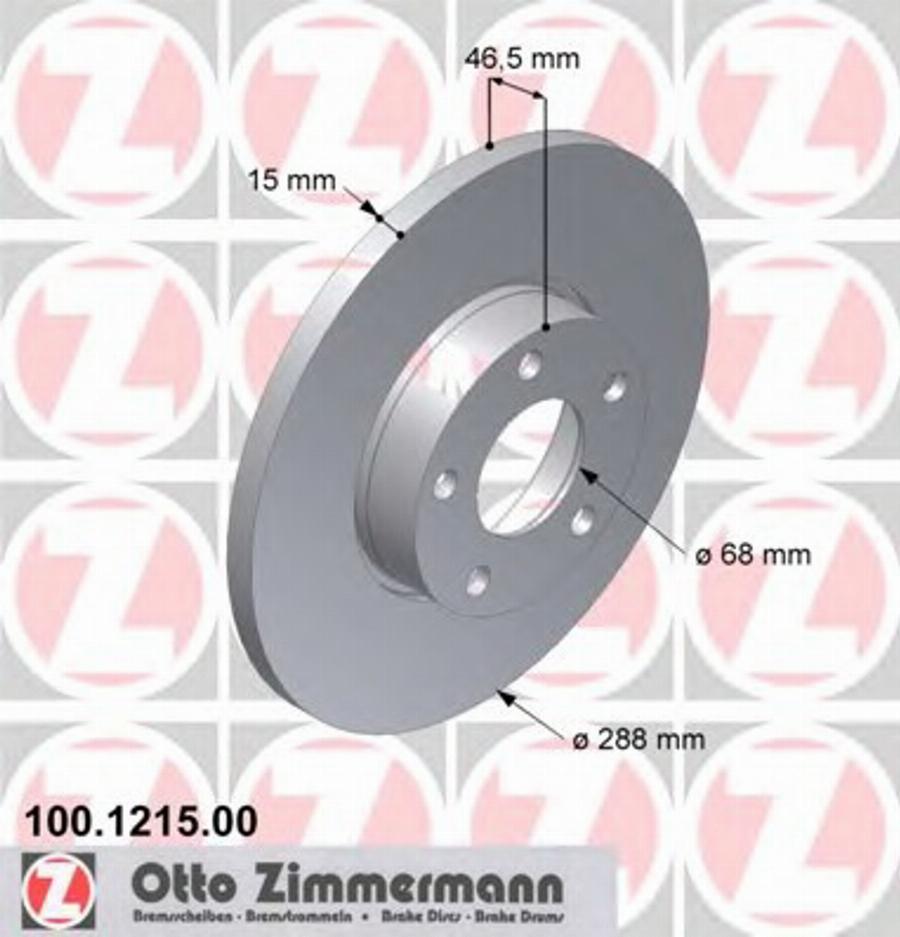 Zimmermann 100 1215 00 - Тормозной диск avtokuzovplus.com.ua