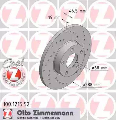 Zimmermann 100.1215.52 - Гальмівний диск autocars.com.ua