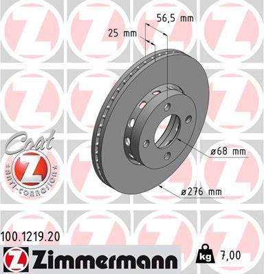 Zimmermann 100.1219.20 - Тормозной диск avtokuzovplus.com.ua