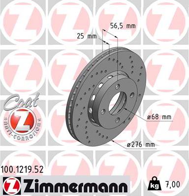 Zimmermann 100.1219.52 - Тормозной диск avtokuzovplus.com.ua