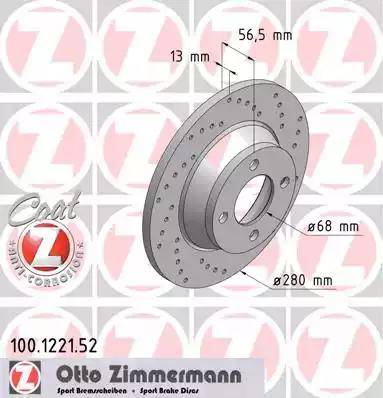 Zimmermann 100.1221.52 - Тормозной диск avtokuzovplus.com.ua