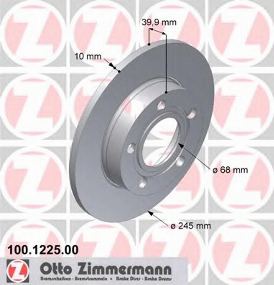 Zimmermann 100.1225.00 - Тормозной диск avtokuzovplus.com.ua