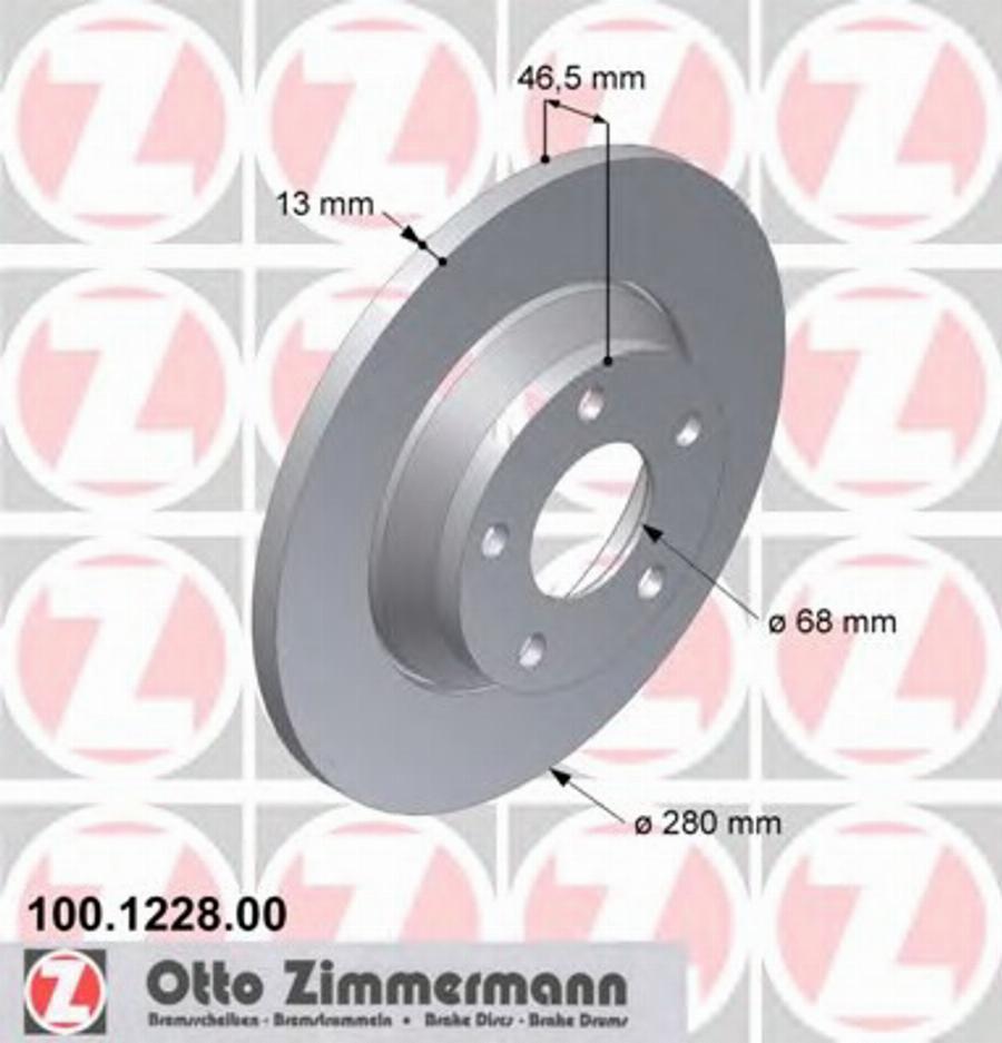 Zimmermann 100 1228 00 - Гальмівний диск autocars.com.ua