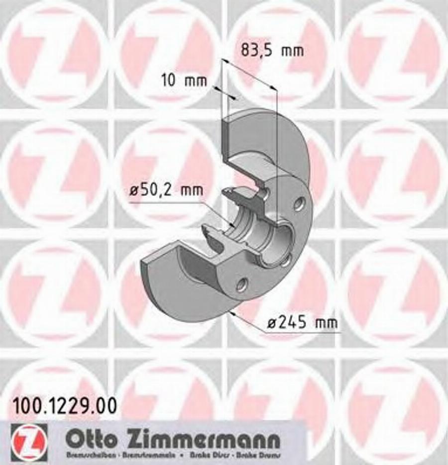 Zimmermann 100.1229.00 - Гальмівний диск autocars.com.ua