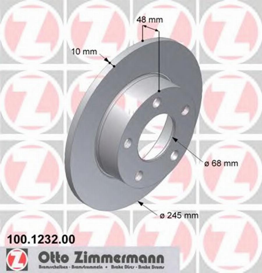 Zimmermann 100 1232 00 - Гальмівний диск autocars.com.ua