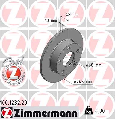 Zimmermann 100.1232.20 - Гальмівний диск autocars.com.ua
