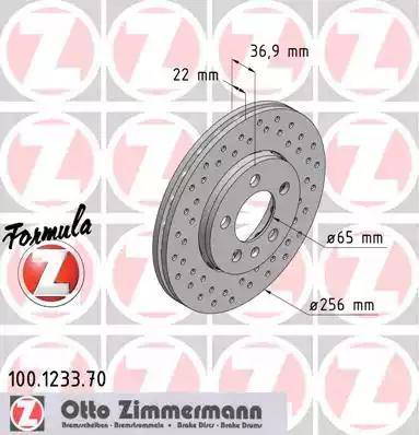 Zimmermann 100.1233.70 - Гальмівний диск autocars.com.ua