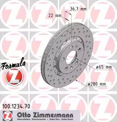 Zimmermann 100.1234.70 - Гальмівний диск autocars.com.ua