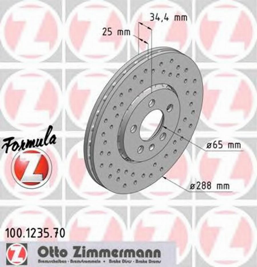 Zimmermann 100.1235.70 - Гальмівний диск autocars.com.ua