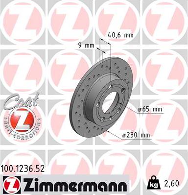 Zimmermann 100.1236.52 - Гальмівний диск autocars.com.ua