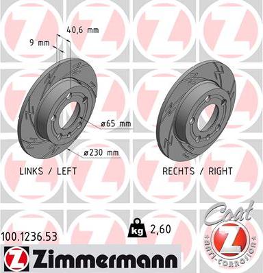 Zimmermann 100.1236.53 - Гальмівний диск autocars.com.ua