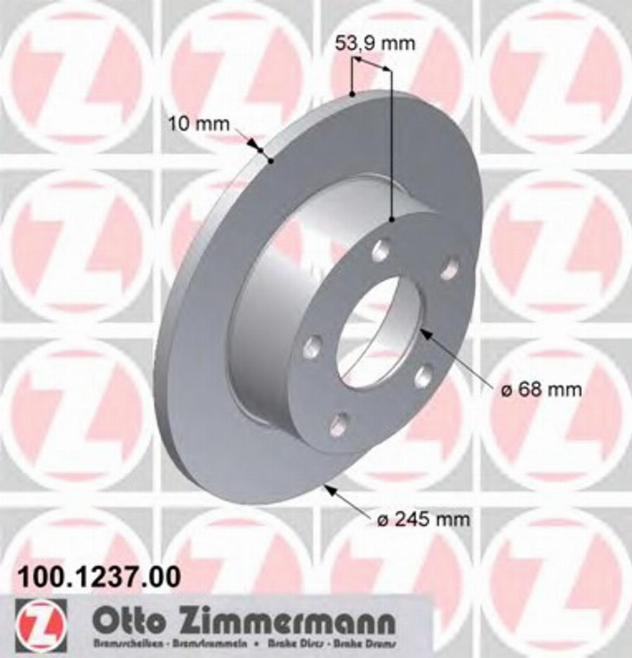 Zimmermann 100 1237 00 - Гальмівний диск autocars.com.ua