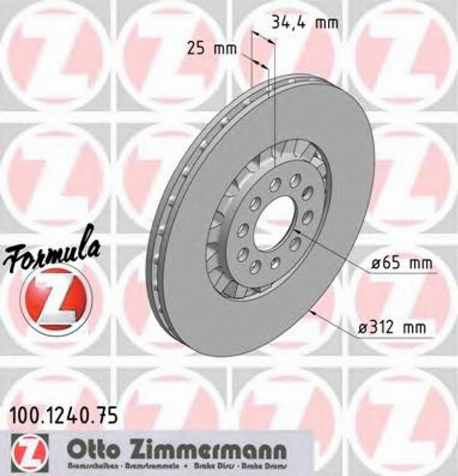 Zimmermann 100.1240.75 - Гальмівний диск autocars.com.ua