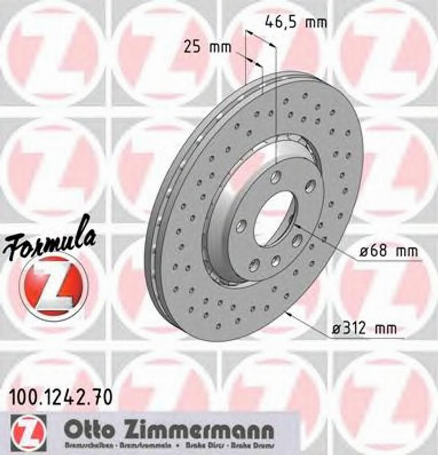 Zimmermann 100.1242.70 - Гальмівний диск autocars.com.ua