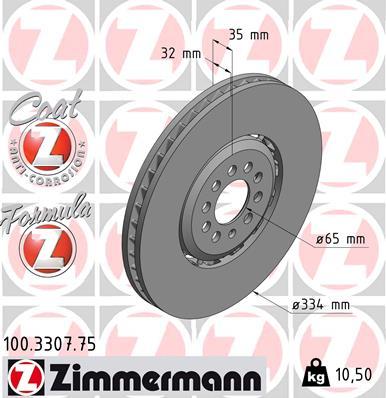 Zimmermann 100.3307.75 - Тормозной диск avtokuzovplus.com.ua