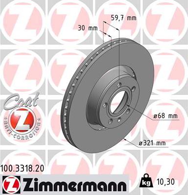 Zimmermann 100.3318.20 - Тормозной диск autodnr.net