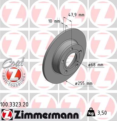 Zimmermann 100.3323.20 - Гальмівний диск autocars.com.ua