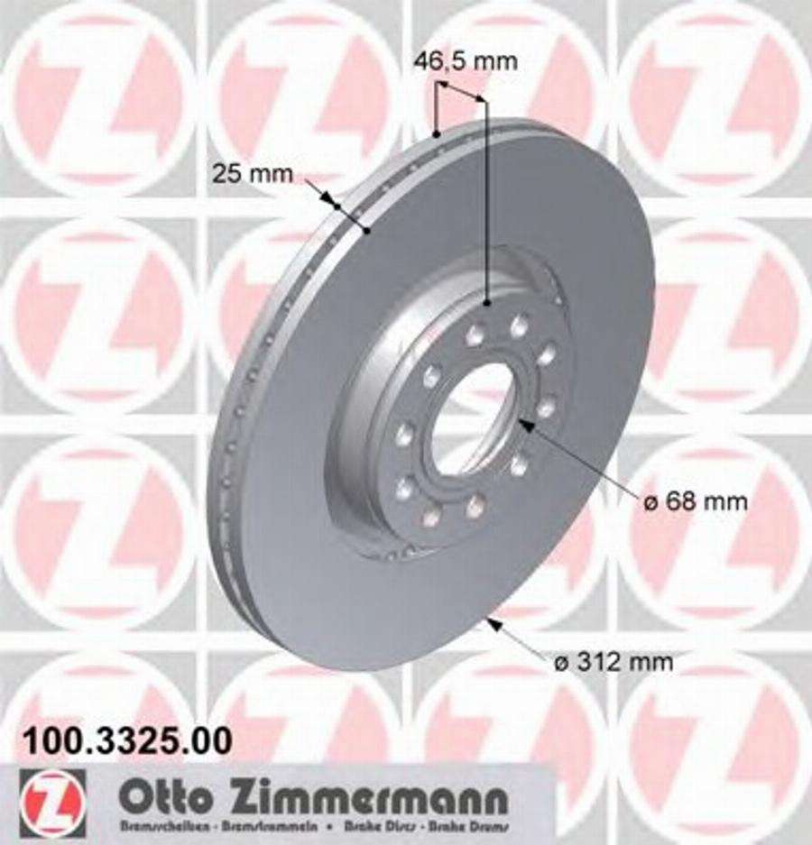 Zimmermann 100.3325.00 - Гальмівний диск autocars.com.ua