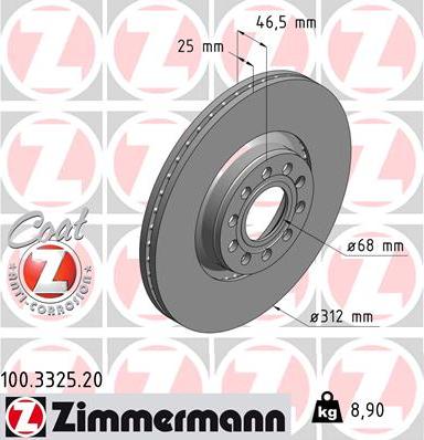 Zimmermann 100.3325.20 - Гальмівний диск autocars.com.ua