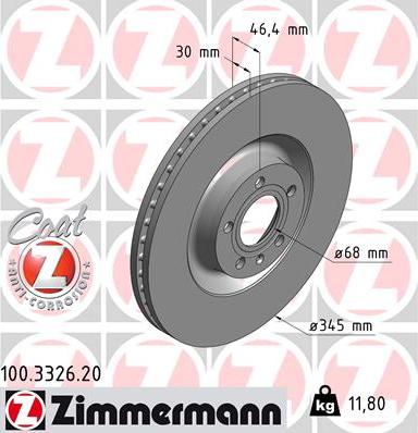 Zimmermann 100.3326.20 - Тормозной диск avtokuzovplus.com.ua