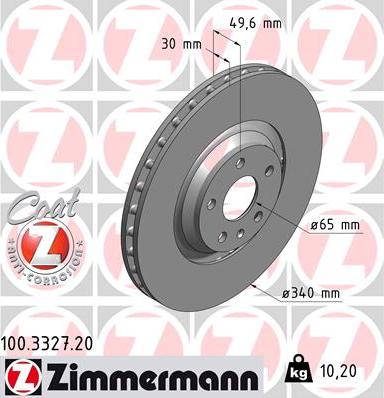 Zimmermann 100.3327.20 - Тормозной диск avtokuzovplus.com.ua