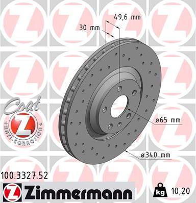 Zimmermann 100.3327.52 - Тормозной диск avtokuzovplus.com.ua