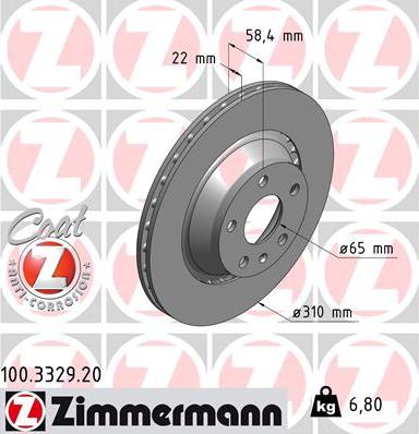 Zimmermann 100.3329.20 - Тормозной диск avtokuzovplus.com.ua