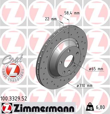 Zimmermann 100.3329.52 - Тормозной диск avtokuzovplus.com.ua