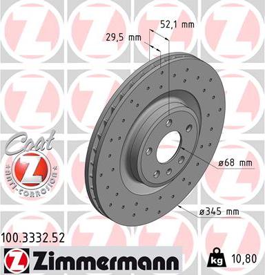 Zimmermann 100.3332.52 - Тормозной диск avtokuzovplus.com.ua