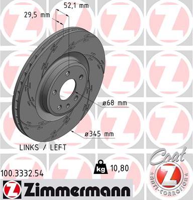 Zimmermann 100.3332.54 - Гальмівний диск autocars.com.ua