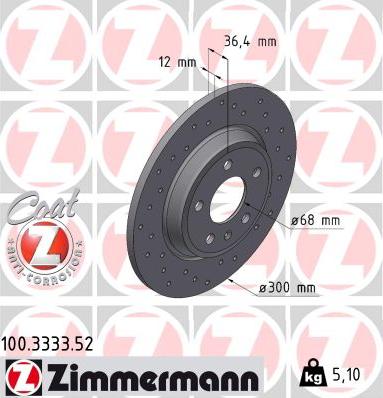 Zimmermann 100.3333.52 - Тормозной диск autodnr.net