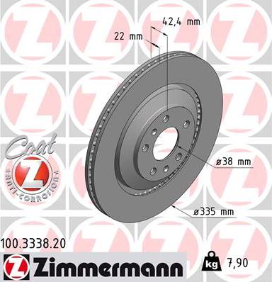 Zimmermann 100.3338.20 - диск гальмівний Coat Z autocars.com.ua