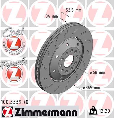 Zimmermann 100.3339.70 - Тормозной диск autodnr.net