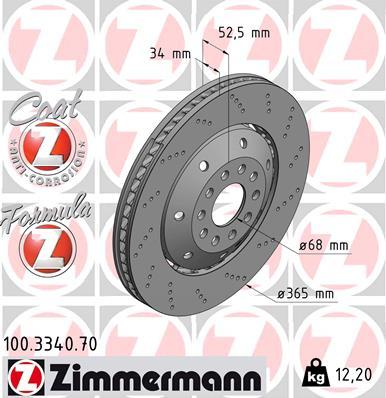 Zimmermann 100.3340.70 - Гальмівний диск autocars.com.ua