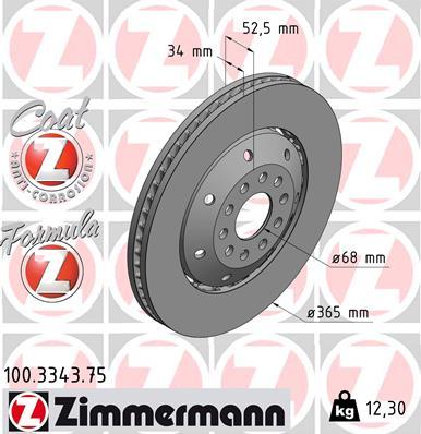 Zimmermann 100.3343.75 - Гальмівний диск autocars.com.ua