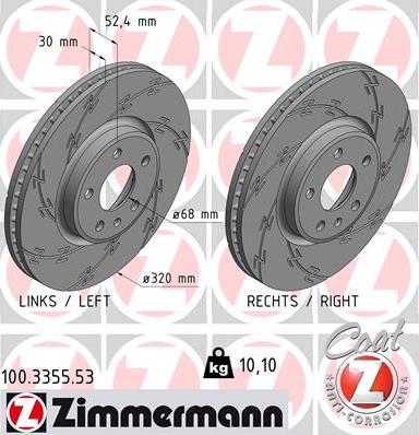 Zimmermann 100.3355.53 - Тормозной диск avtokuzovplus.com.ua