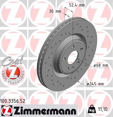 Zimmermann 100.3356.52 - Гальмівний диск autocars.com.ua