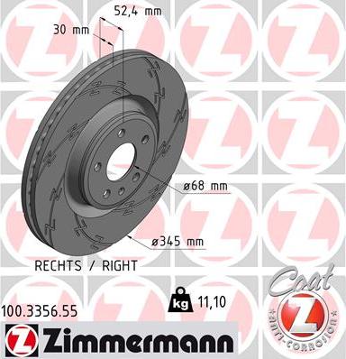 Zimmermann 100.3356.55 - Тормозной диск avtokuzovplus.com.ua